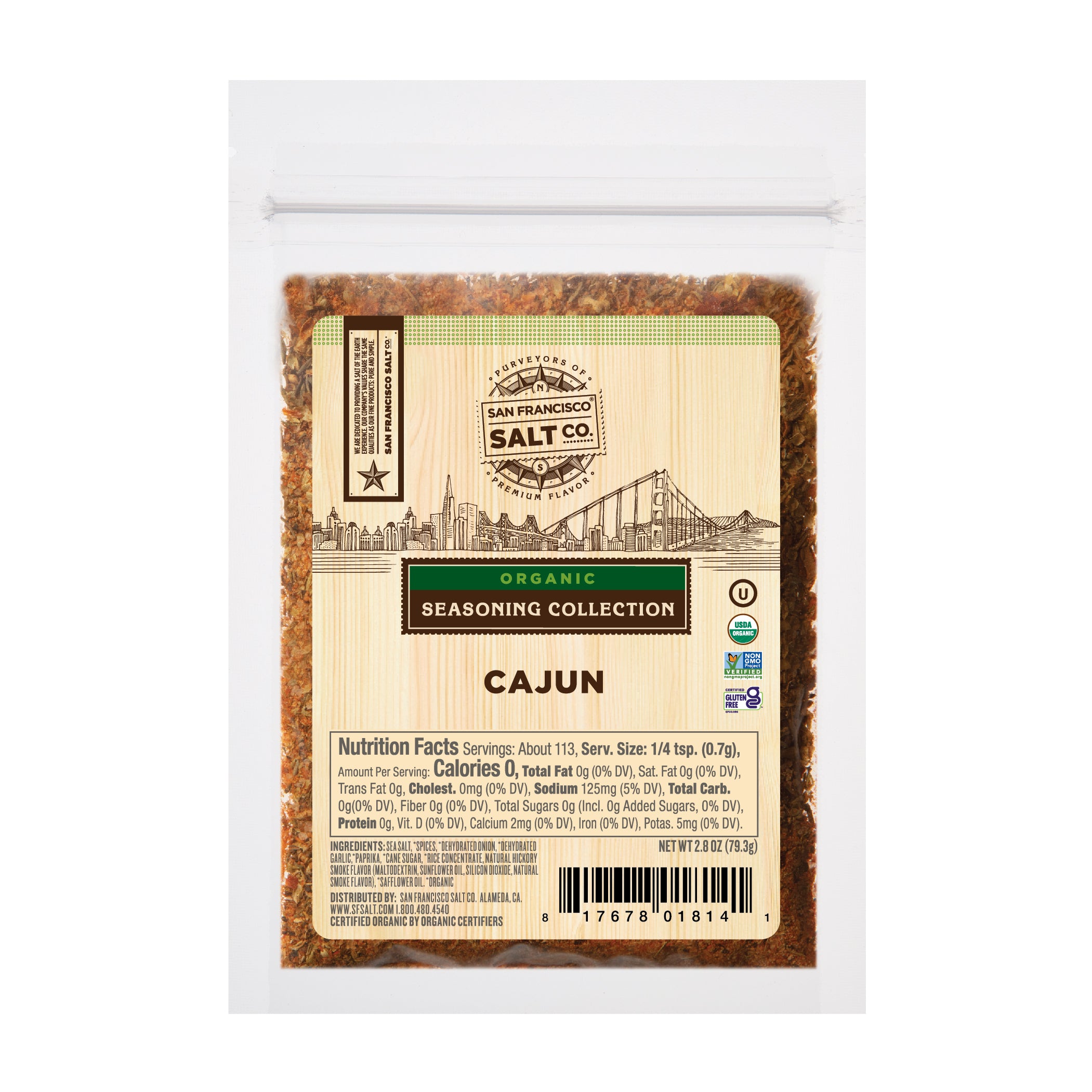Organic Cajun Spice Blend 2.8 oz Pouch by San Francisco Salt Company