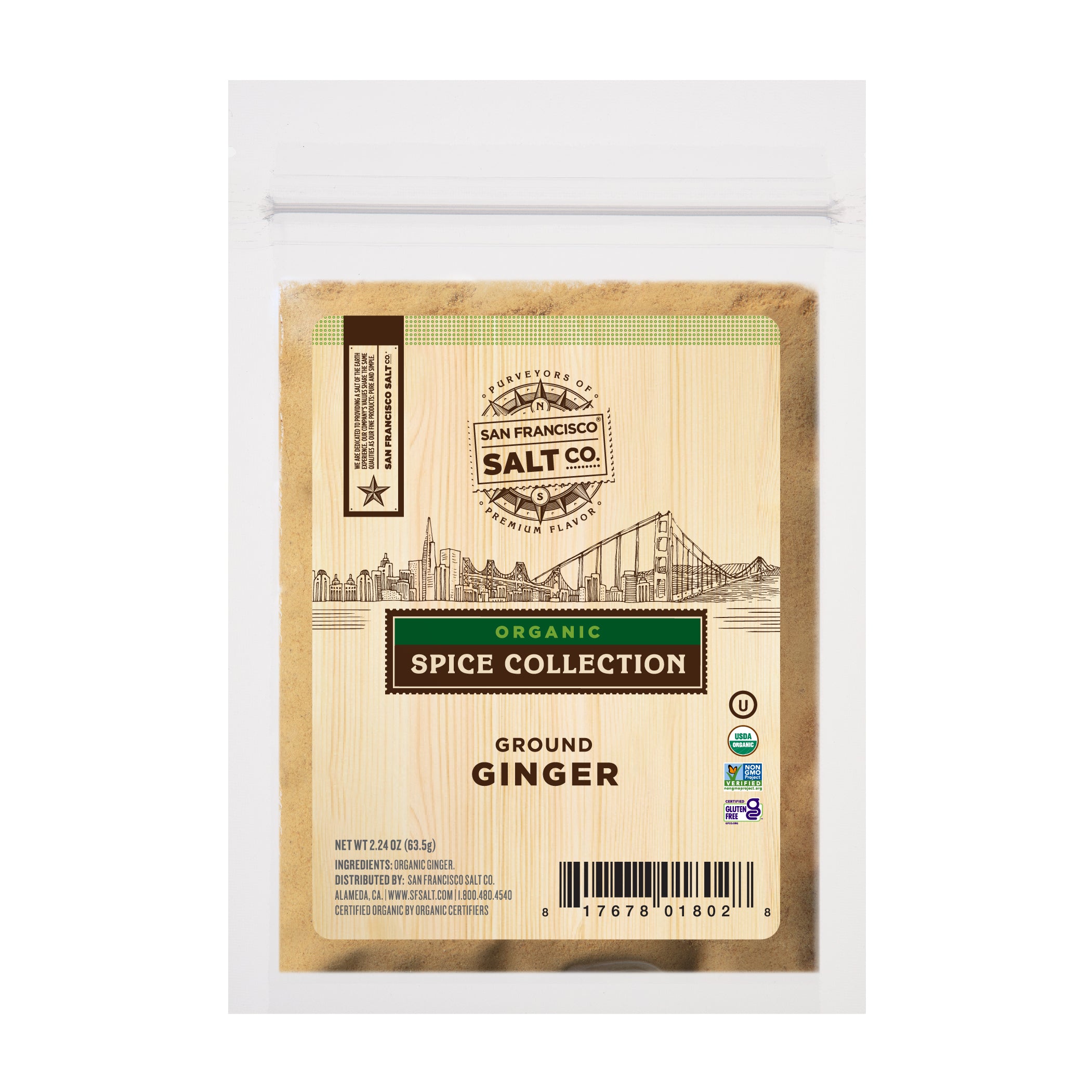 Organic Ground Ginger 2.24 oz Pouch - Organic Spice Collection by San Francisco Salt Company