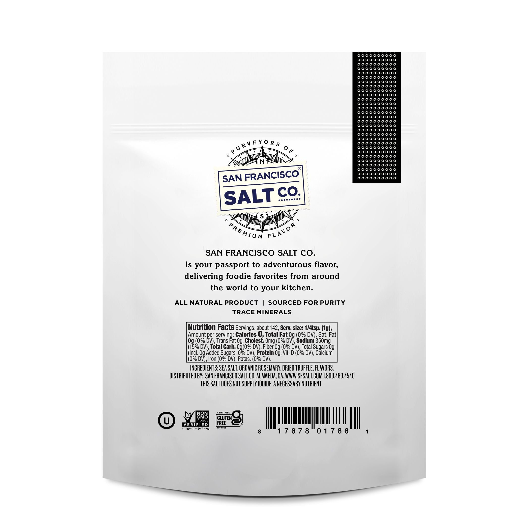 Black Truffle Sea Salt with Organic Rosemary - 5 oz Pouch