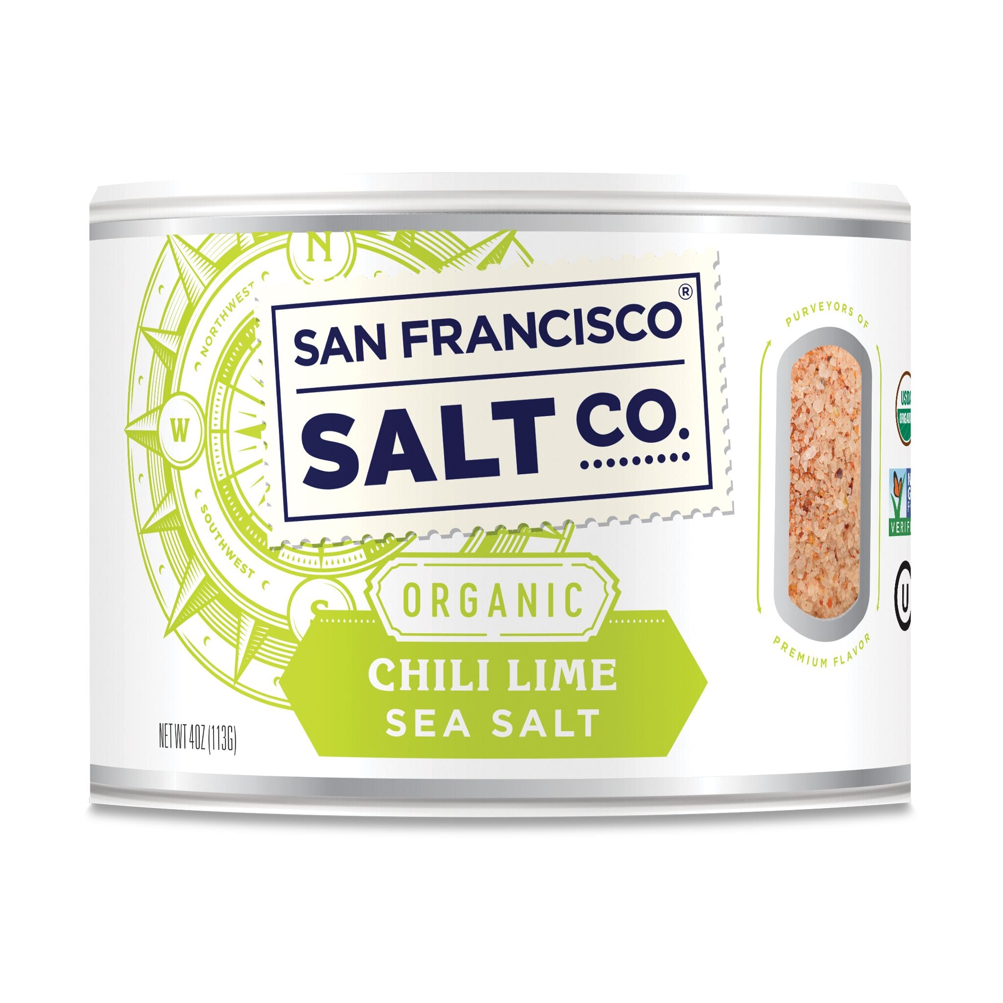 Organic Chili Lime Sea Salt 4 oz. Stackable - San Francisco Salt Company